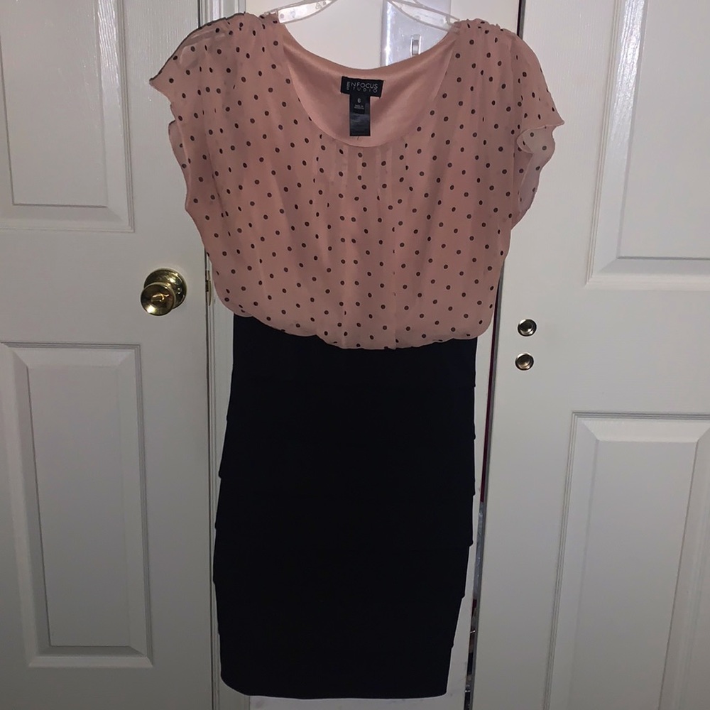 Pink and Black Polka Dot Bodycon Dress